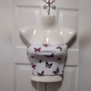 Fashion Nova Butterfly Print Cropped Tube Top Size XS New
